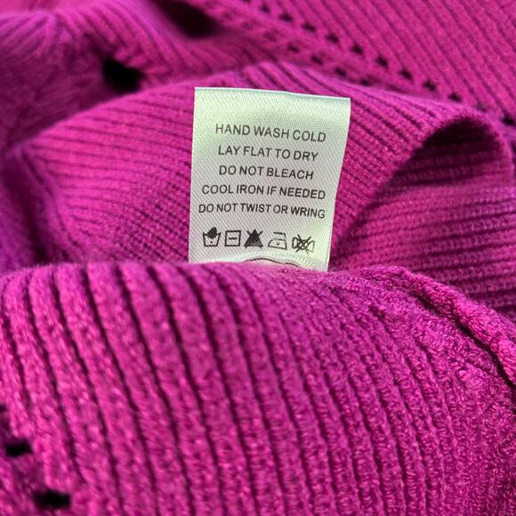 Revolve Superdown Cropped Sweater Small Fuchsia Hot Pink Ribbed Raglan Sleeves - Picture 7 of 7